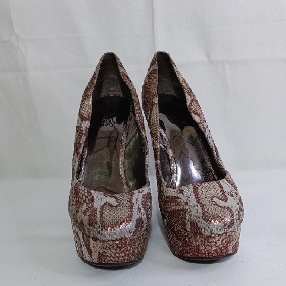 Carlos Santana Brown Snakeskin Platform Pumps | Size 7.5 | Statement / Night Out